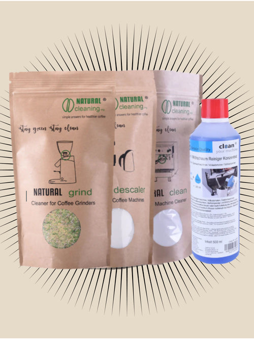 Basispakken naturlig. Simpel pakke med de mest nødvedige rensemidler. Naturligt produceret.