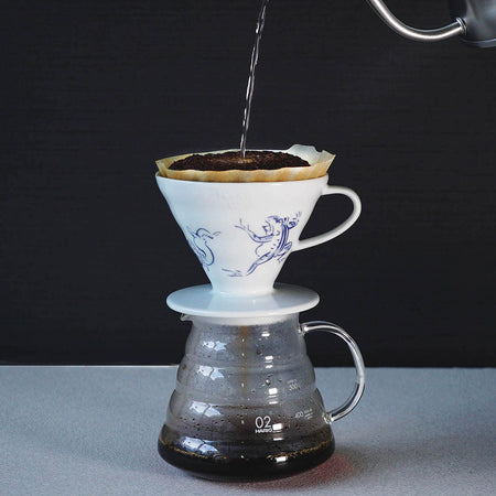 Hario V60-02 Tachikichi Choju dripper i brug